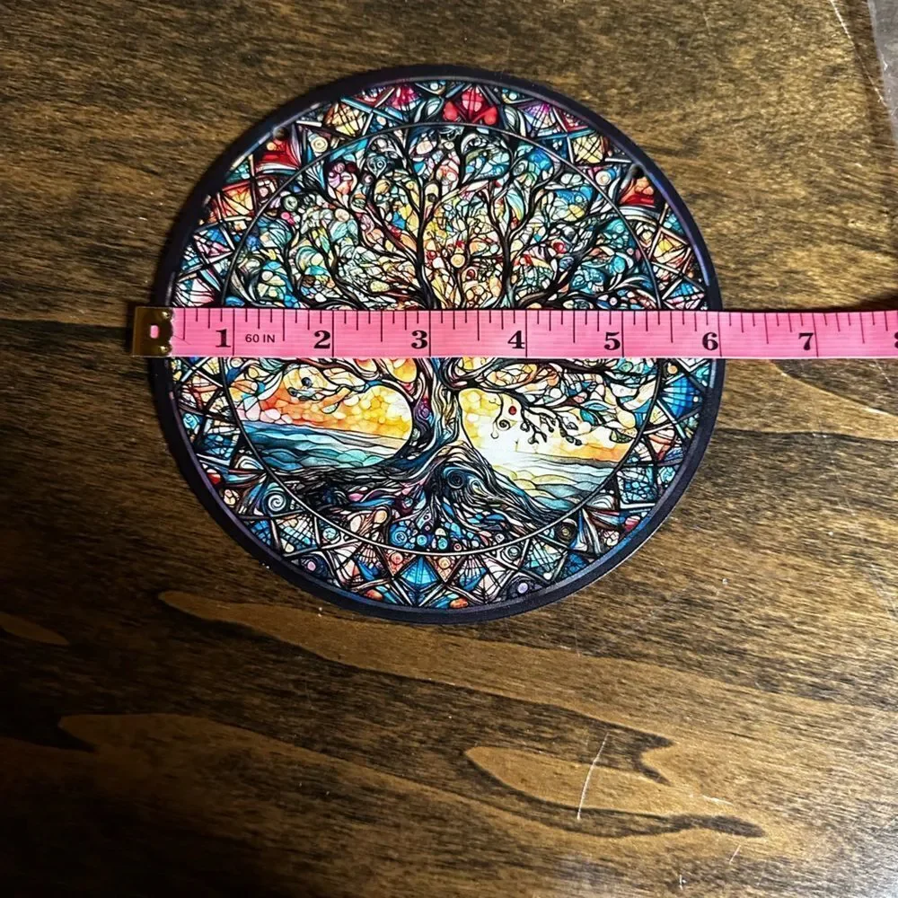 Elegant Multicolor faux Stained Glass Tree Wall Decor